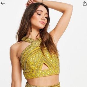 ASOS Design - halter neck embellished crop top